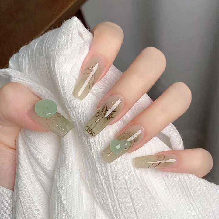Artificial nails with modern geometric design Bowlift