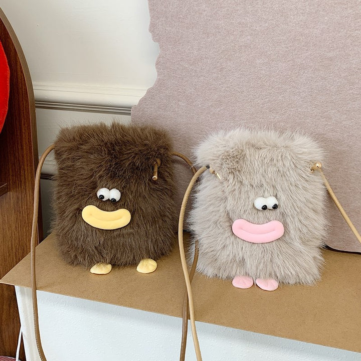 Plush shoulder bag with unique character design Bowlift