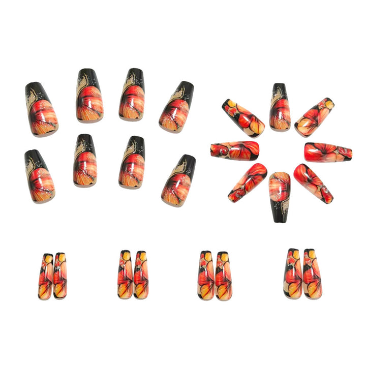 Artificial nails with floral designs and glitter accents Bowlift
