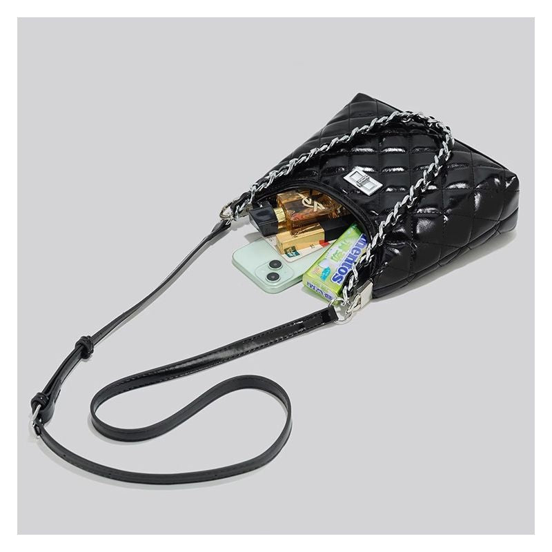 Quilted Chain-Handled Shoulder Bag Bowlift
