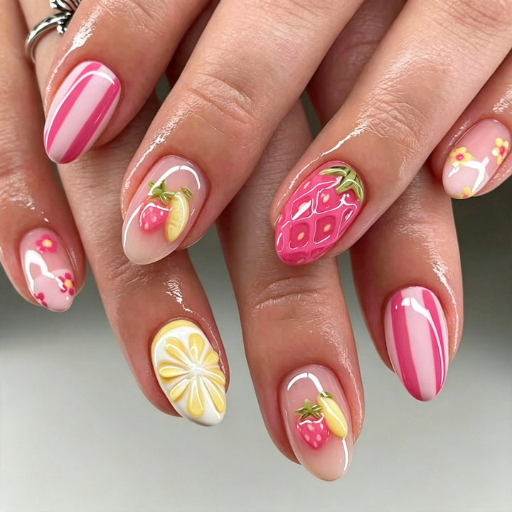 Creative Fruit-Themed Press-On Nail Art Bowlift