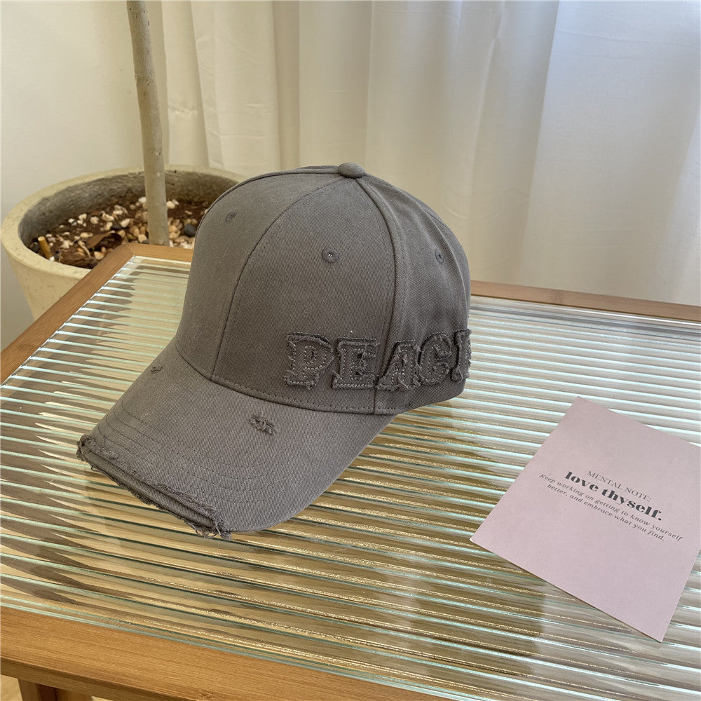 Women's Distressed Graphic Peace Baseball Cap Bowlift