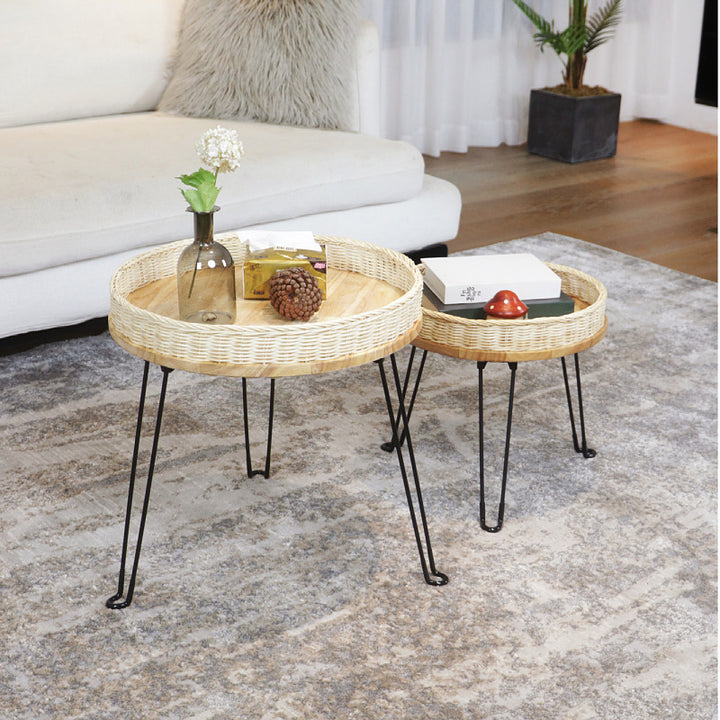 Woven Round Storage Table Bowlift