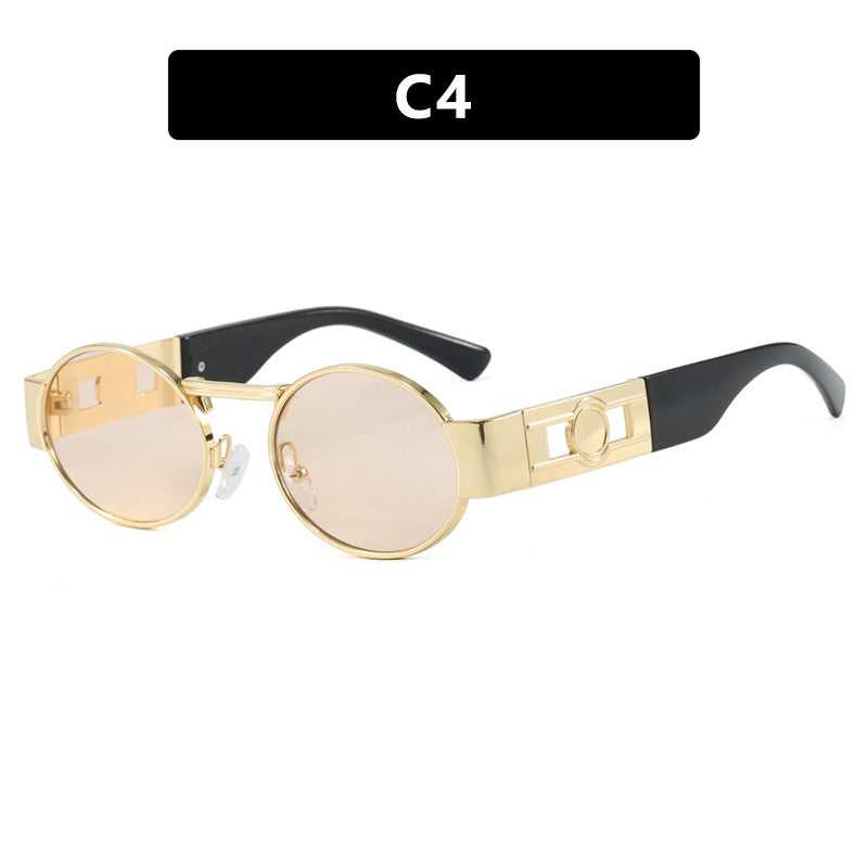 Ladies round sunglasses with fashionable metal frame and UV protection Bowlift