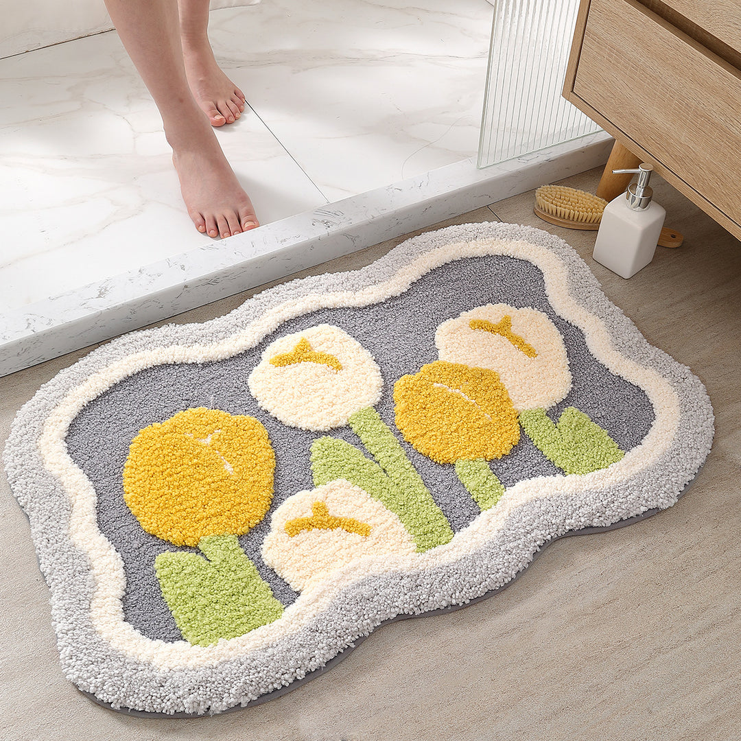 Vintage Floral Bath Mat Bowlift