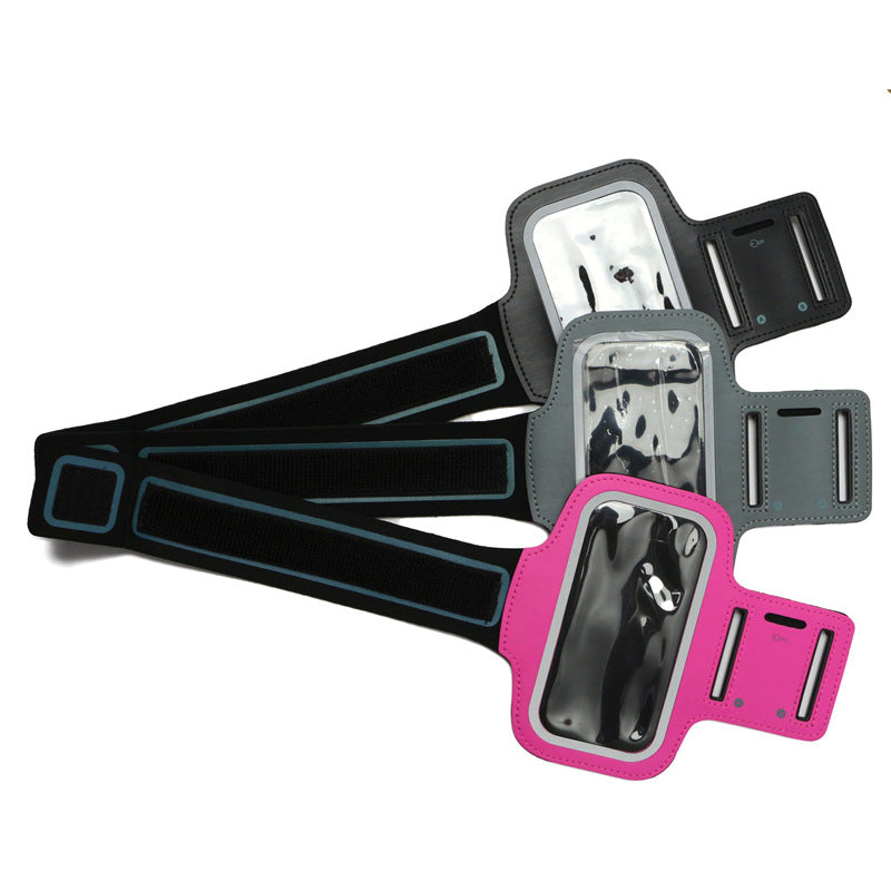 Adjustable reflective running armband with secure smartphone touchscreen pocket Bowlift