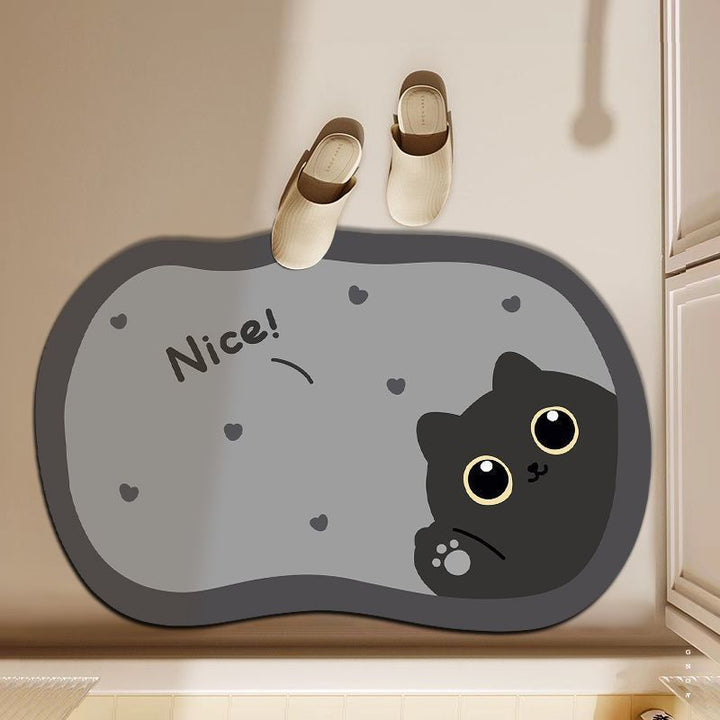 Fun Cat-Themed Decorative Floor Mat Bowlift