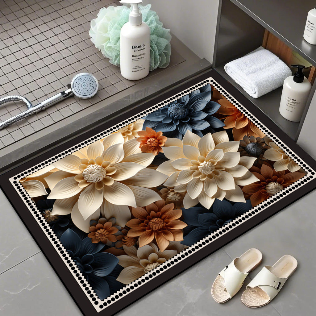 Floral Patterned Bath Mat Bowlift
