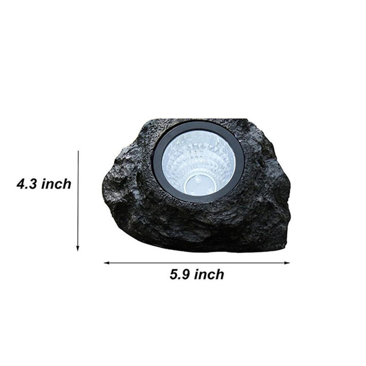 Solar powered faux stone garden spotlight with high efficiency LED array Bowlift