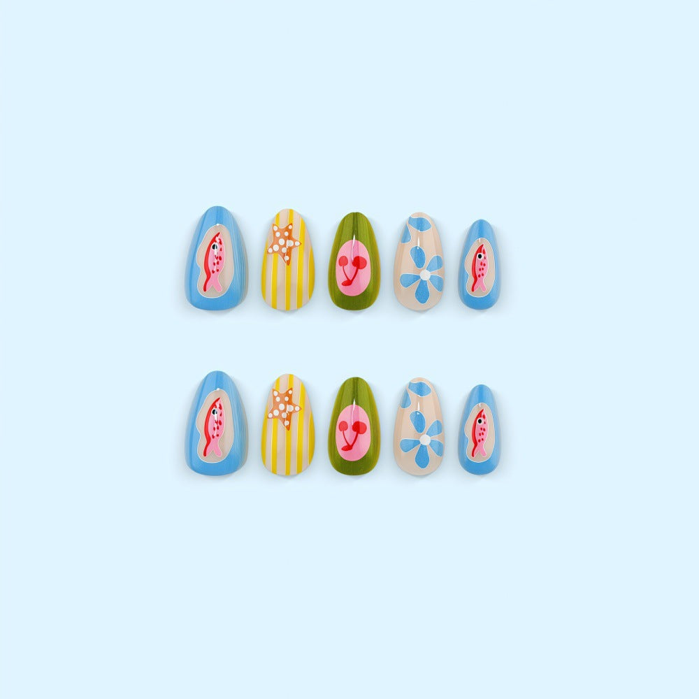 Artificial nails with playful fruit and flower motif Bowlift