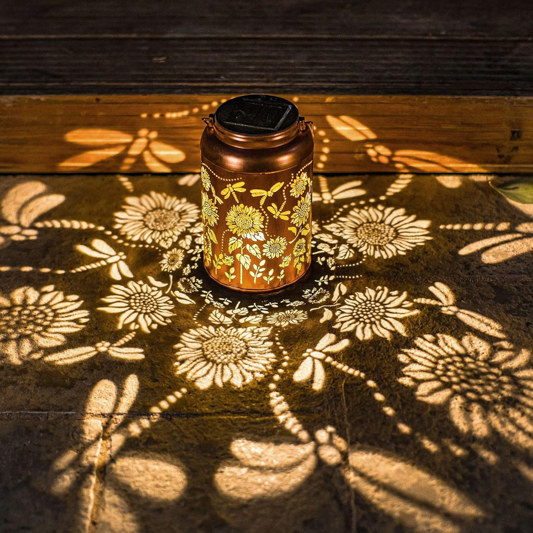 Intricate Metal Shadow Projection Table Lamp With Rechargeable LED Bowlift