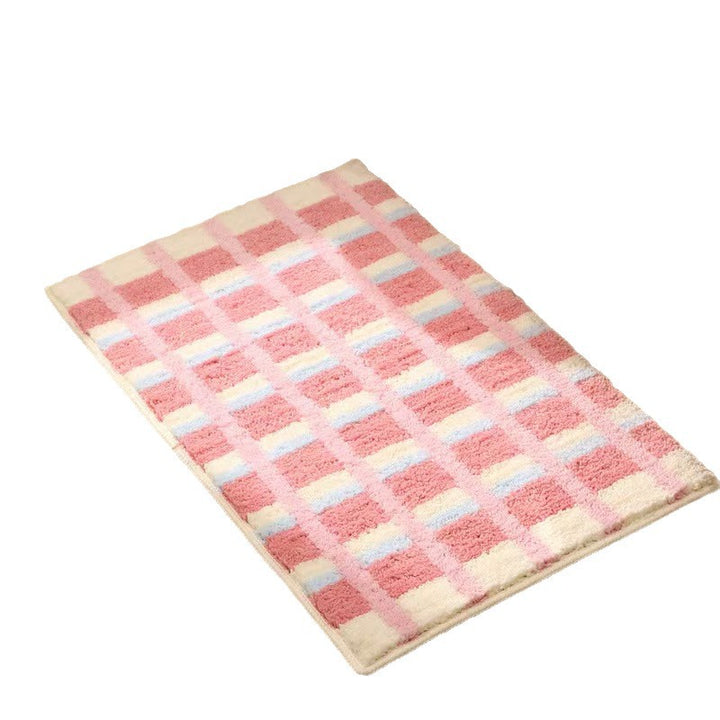 Geometric Textured Plush Bath Mat Bowlift