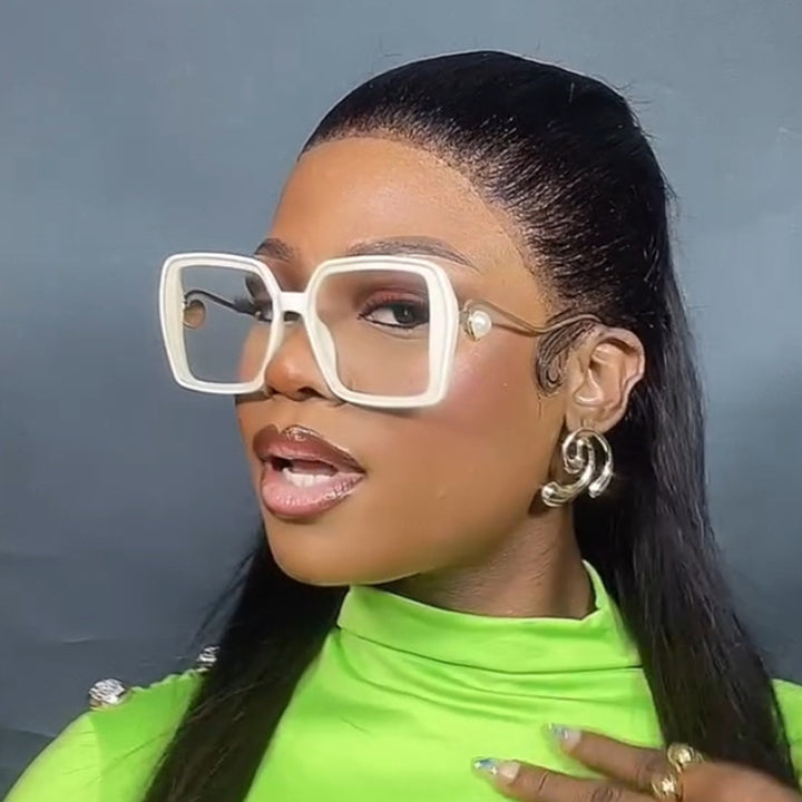 Women's fashionable square glasses with elegant metal frame and unique accents Bowlift