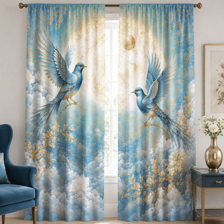 Artistic Floral Print Window Drapes