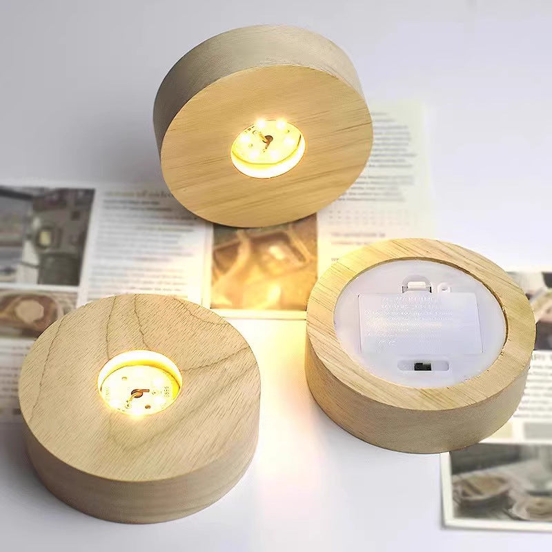 Round wooden rechargeable ambient base Bowlift