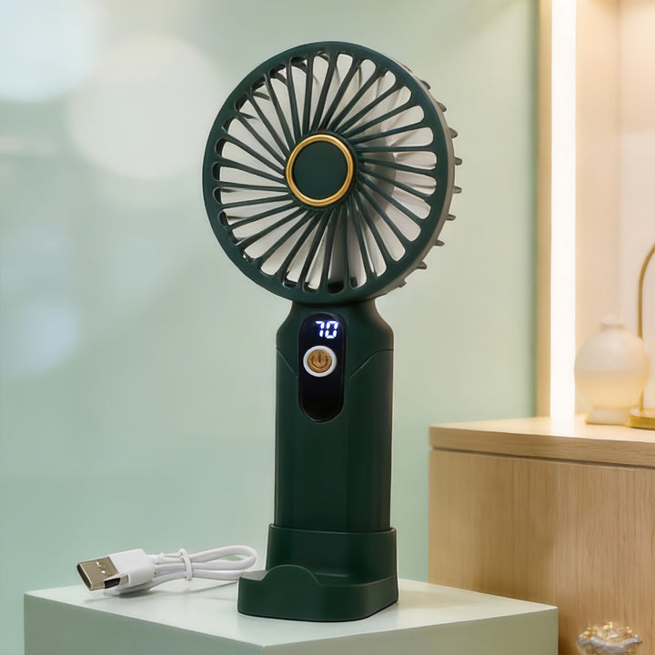 Portable handheld fan with digital speed display and USB charging function Bowlift