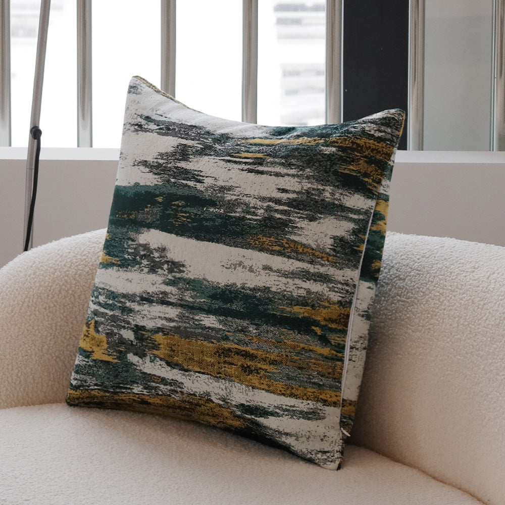 Square cushion cover with abstract jacquard watercolor pattern and concealed zipper Bowlift