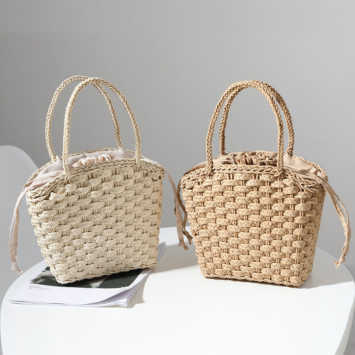 Handmade straw bag with adjustable inner lining Bowlift