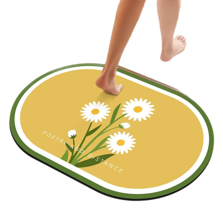 Artistic Floral Bath Mat Bowlift