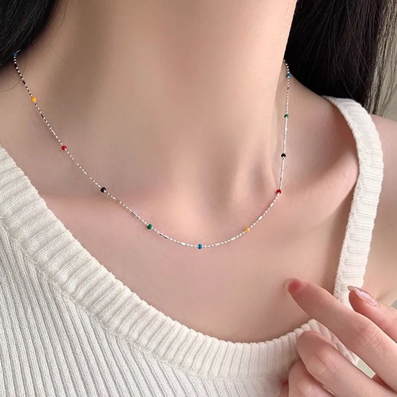 Dainty Multi-Colored Beaded Chain Bracelet Bowlift