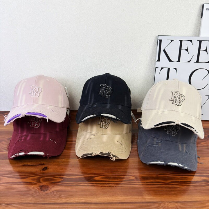 Women's Distressed Classic Cotton Baseball Cap Bowlift