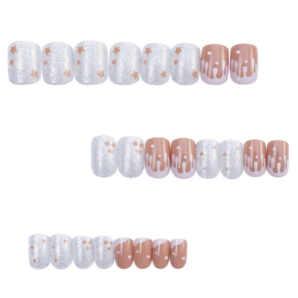 Glittering artificial nails with creative drop design Bowlift