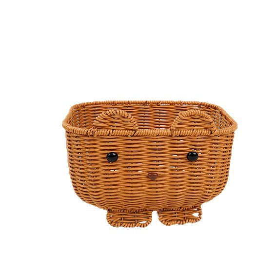 Cute Animal-Themed Woven Storage Basket Bowlift