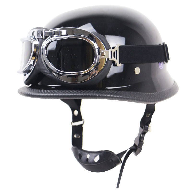 Vintage Motorcycle Helmet with Protective Goggles Bowlift