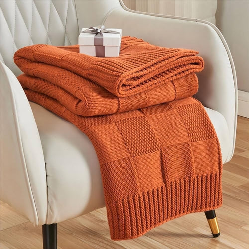 Textured Knit Throw Blanket Bowlift