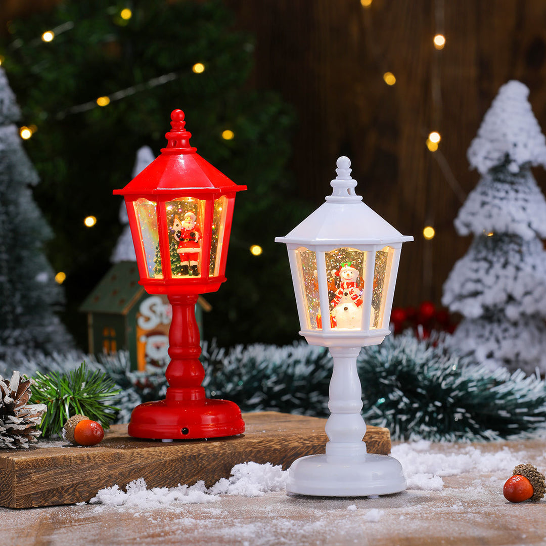 LED Decorative Lantern with Santa Figurine Bowlift