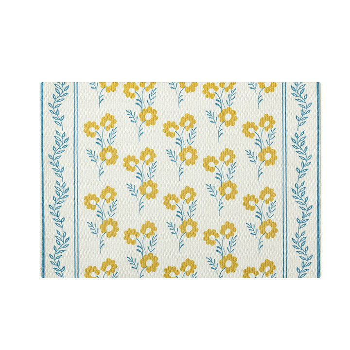 Floral woven carpet runner in medallion design