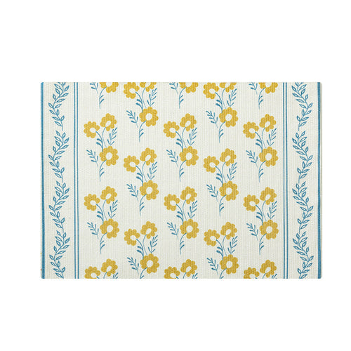 Floral woven carpet runner in medallion design