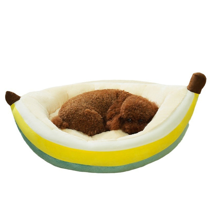 Banana-Shaped Plush Dog Bed