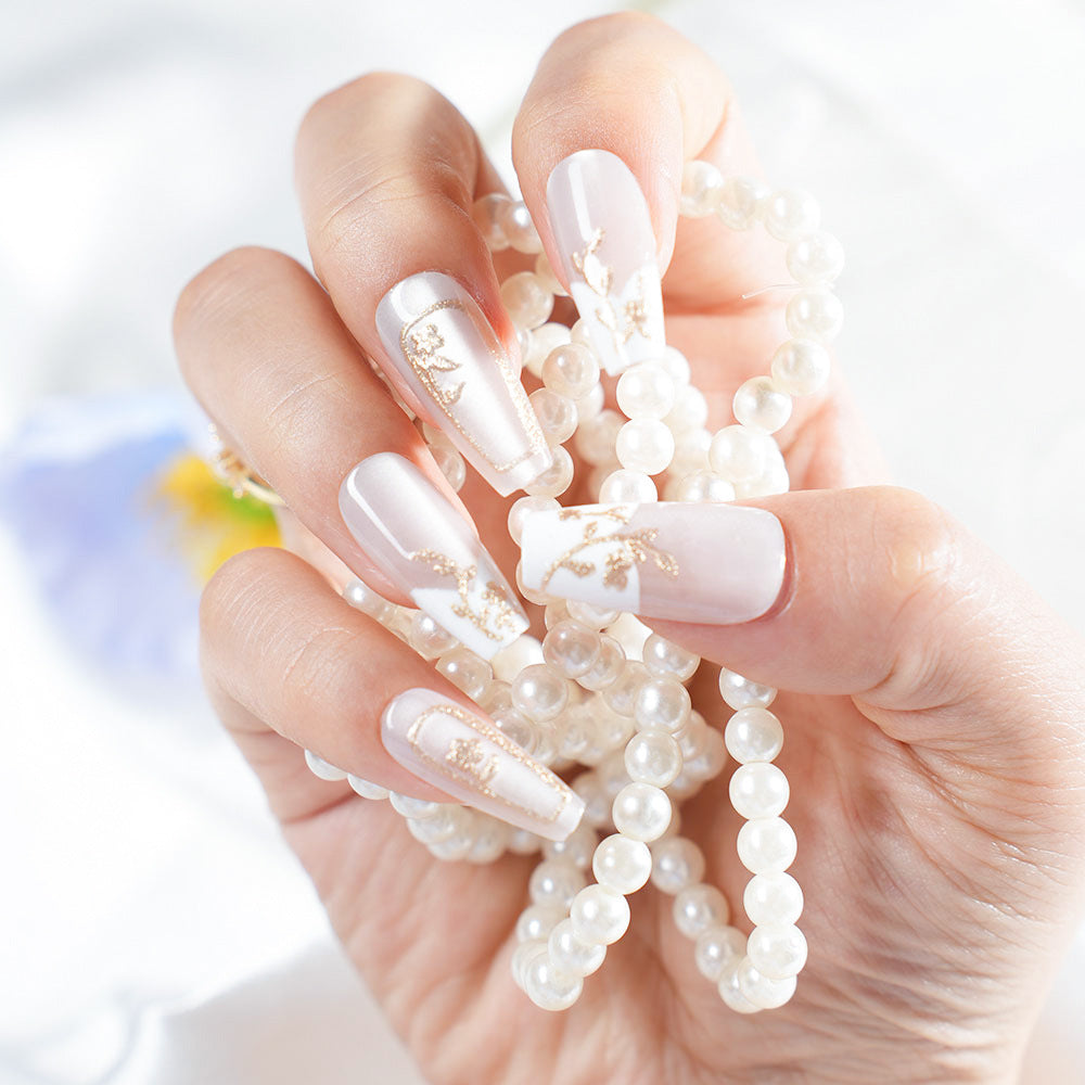 Floral Design Press-On Nail Set Bowlift