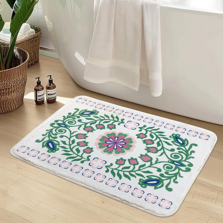 Luxurious Floral Design Bath Mat Bowlift