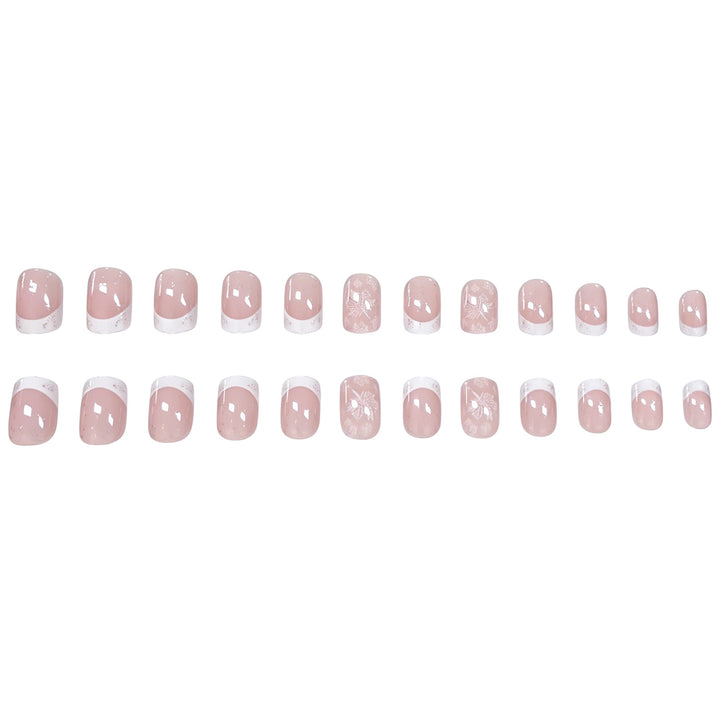 Floral French Tip Nail Enhancements Bowlift