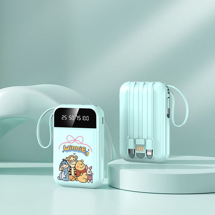 Portable power bank with LED display and integrated cable by Bowlift