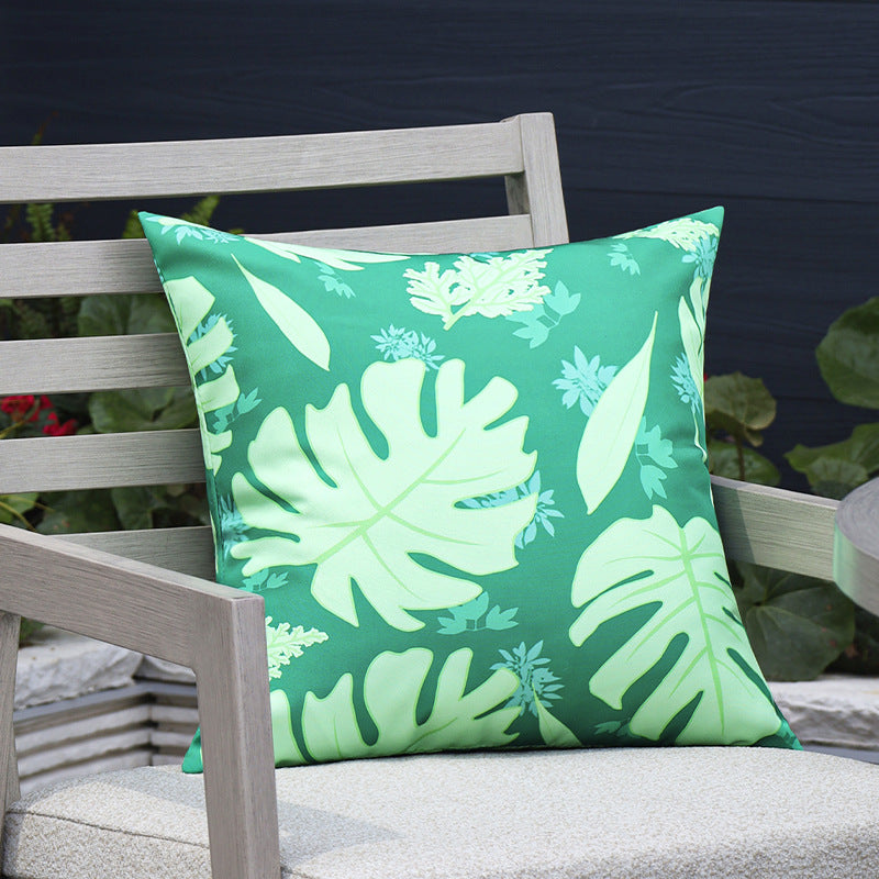 Square garden cushion cover with UV-resistant outdoor polyester, tropical leaf jacquard and concealed zipper Bowlift