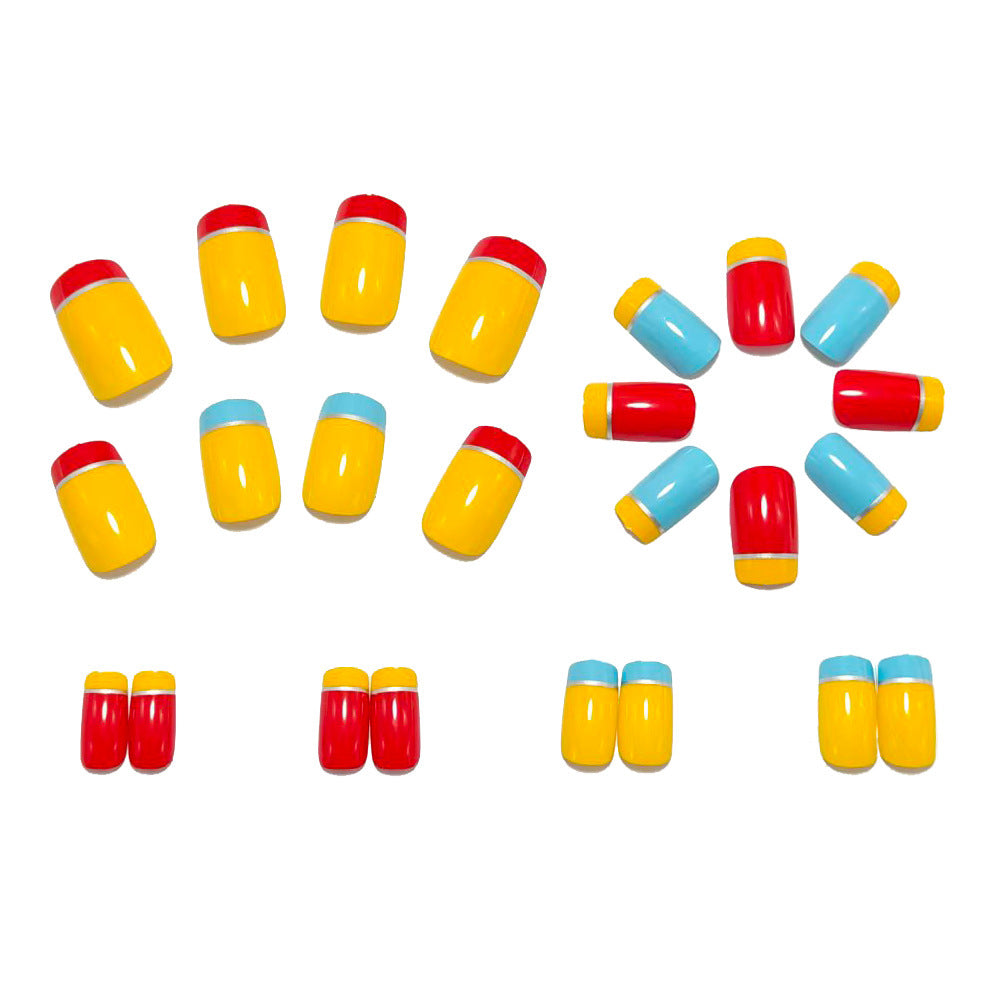 Acrylic nails with modern color block design Bowlift