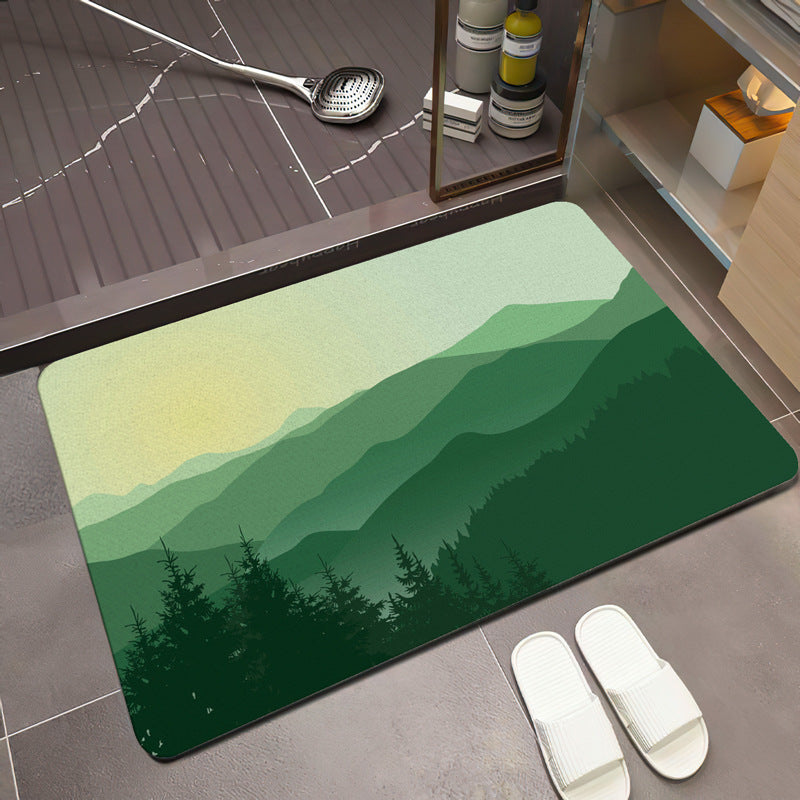 Scenic Mountain Landscape Bath Mat Bowlift