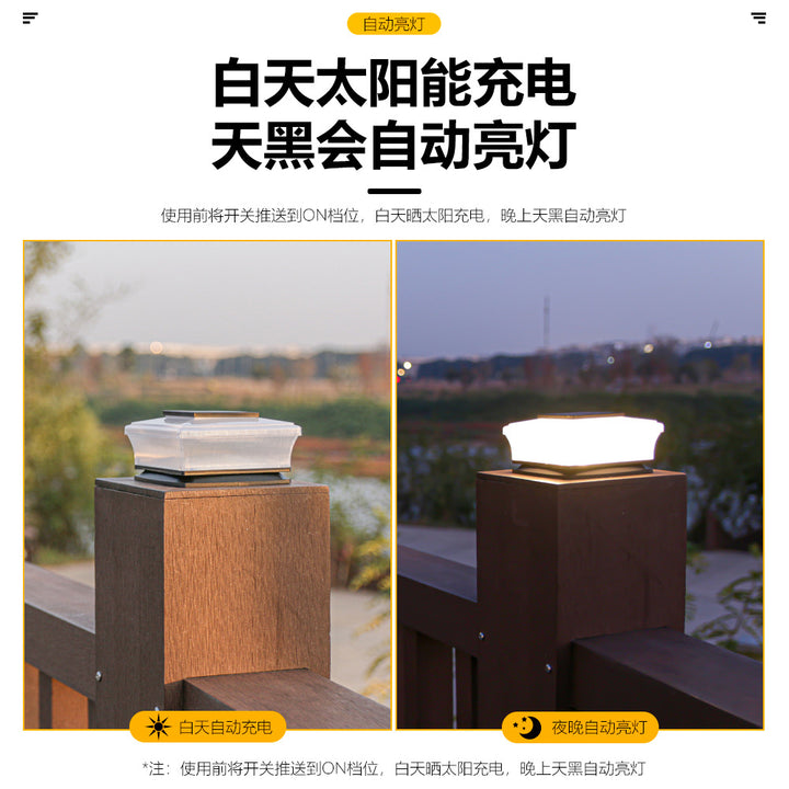 Low-Profile Solar Deck Post Cap Light With Warm Ambient Glow Bowlift