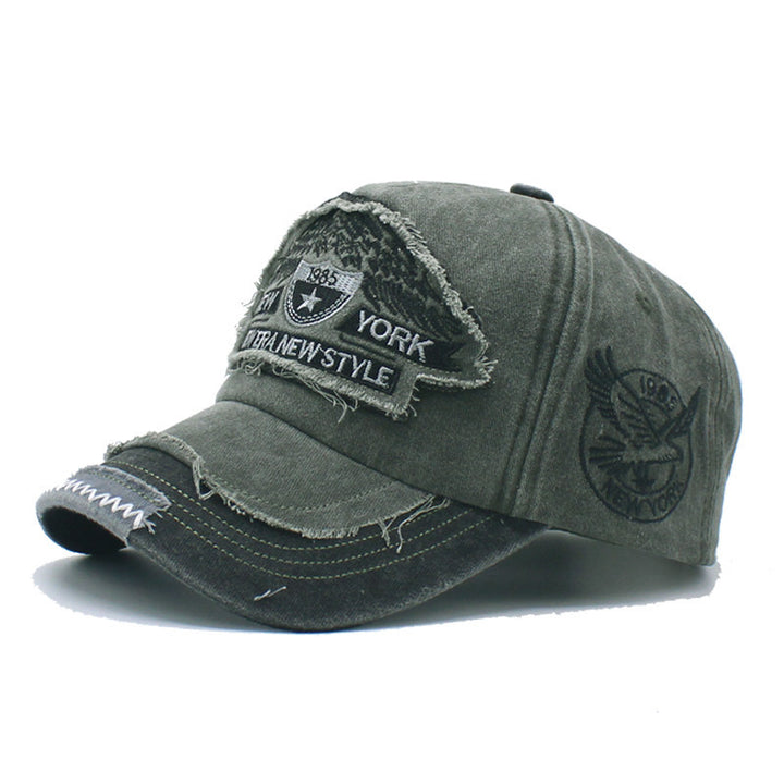 Men's Distressed Denim Cap Bowlift