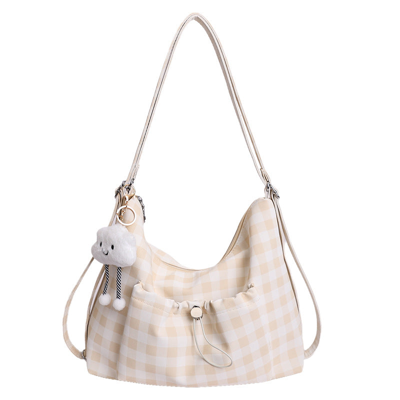 Gingham Print Slouchy Shoulder Bag