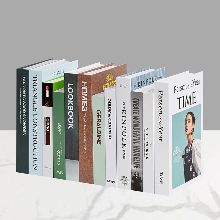 Decorative faux book storage box set for bookshelf styling Bowlift