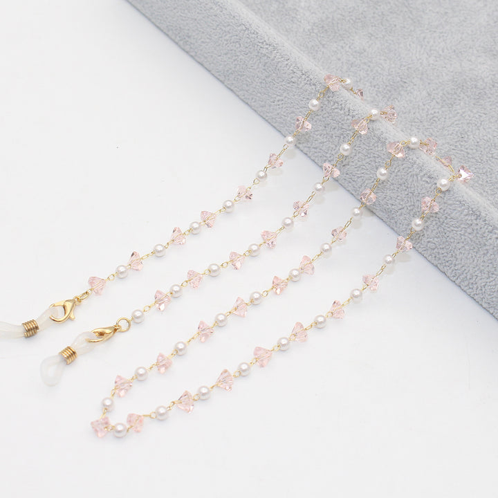 Stylish Pearl and Crystal Eyewear Chain Bowlift