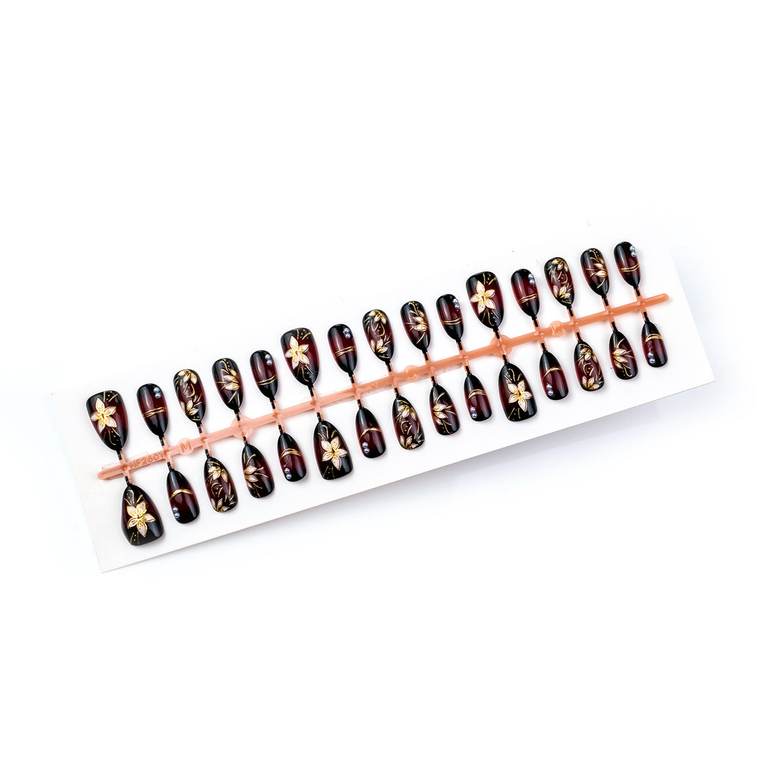 Luxury Floral Press-On Nail Art Set