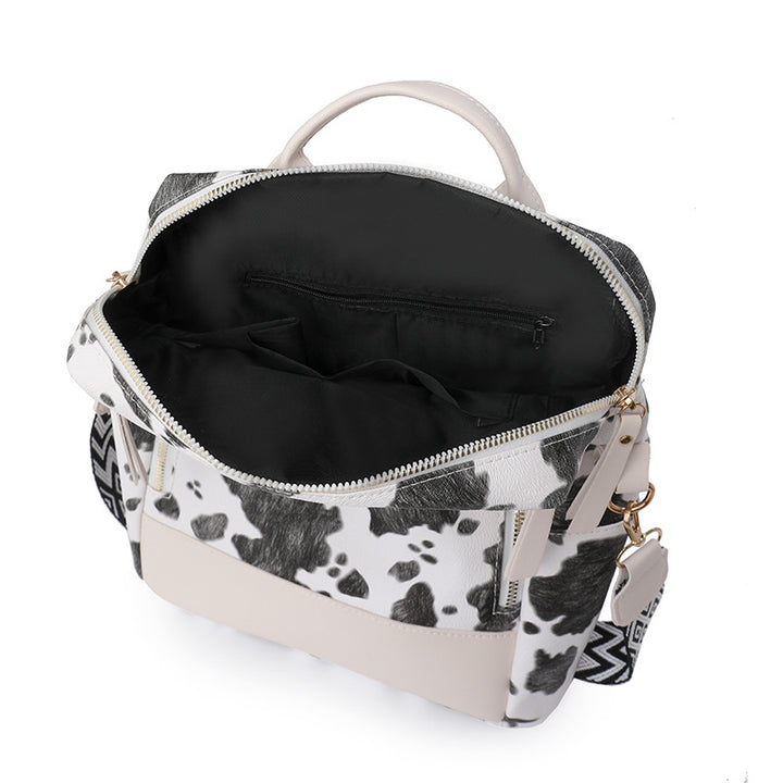 Fashionable Cow Print Backpack Bowlift