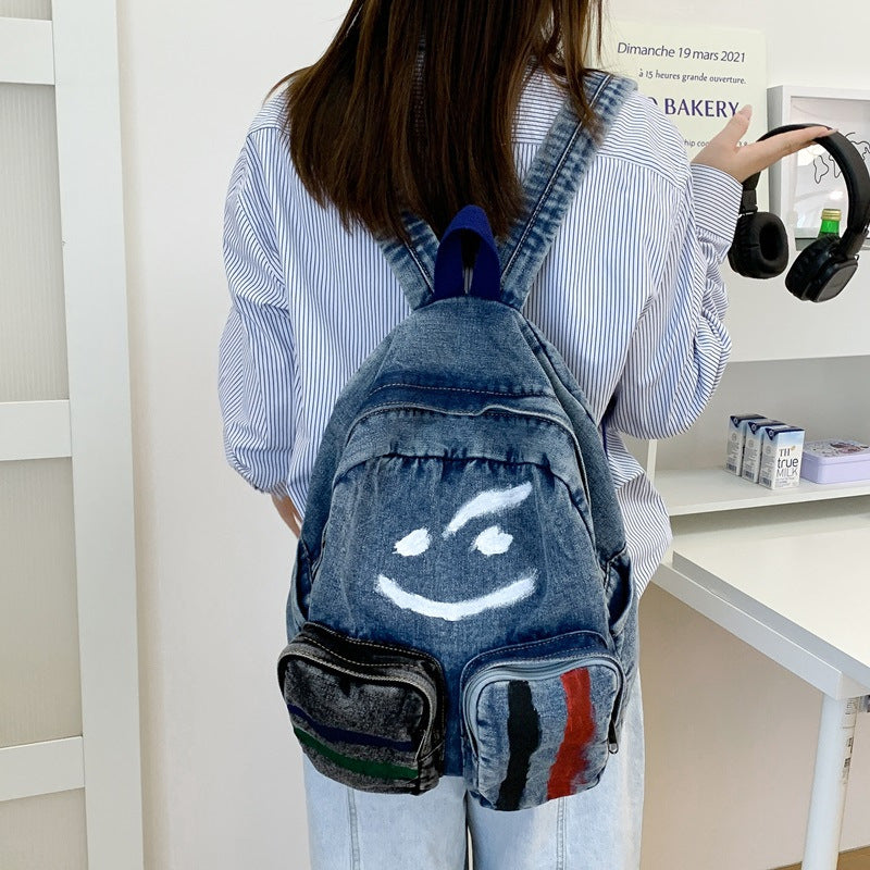 Artistic Denim Backpack Bowlift