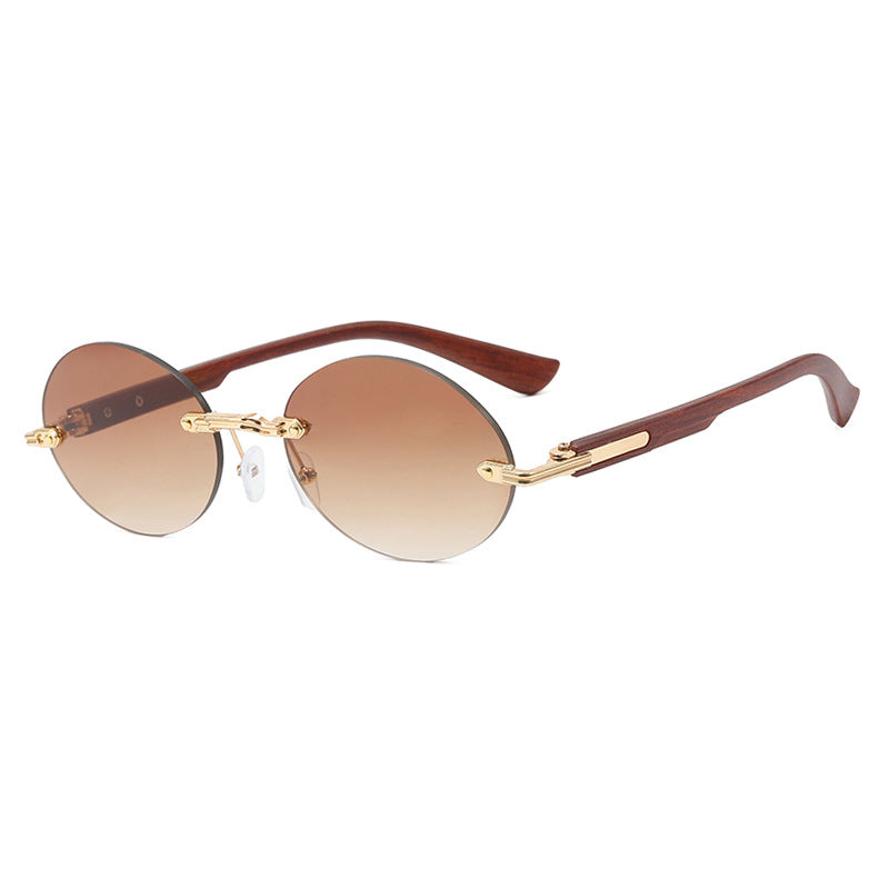 Women's round sunglasses with elegant wooden frame and UV protection Bowlift