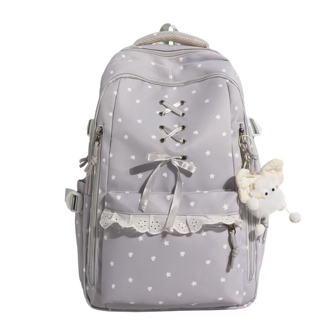 Backpack with Playful Star Motif and Elegant Details Bowlift